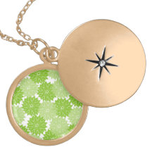 Pretty Green Flower Blossoms Floral Pattern Pendants