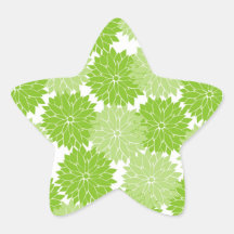 Pretty green Flower Blossoms Floral Pattern Star Sticker