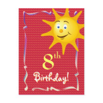 Pretty Happy Birthday postcard with cute sun