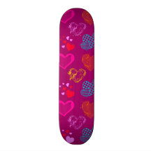 Pretty Hearts Purple Pink Girly Love Pattern Skate Board Decks