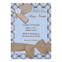 Pretty in Blue and Brown Baby Shower Invitations
