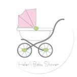Pretty in pink baby shower favour stickers