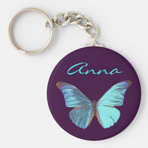Pretty Iridescent Blue Butterfly Keychains