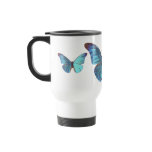Pretty Iridescent Blue Butterfly mugs