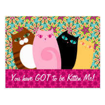 Pretty Kitties on Floral - Custom Postcard