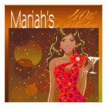 Pretty Lady Birthday Cocktail Party amber/red Custom Announcement