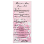 pretty light pink heart swirl reception menu card rack cards