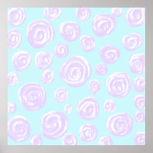 Pretty Lilac and Turquoise Floral Pattern. Poster