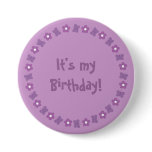 Pretty lilac flowers & butterflies Birthday button