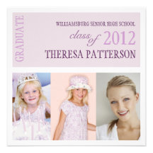 Pretty Lilac Purple Photo Collage Graduation Party Personalized Invitation