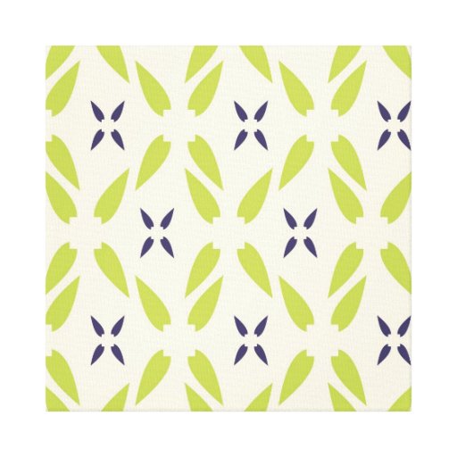 Pretty Lime Green and Purple Floral Wallpaper Stretched Canvas Print Zazzle