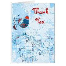 Pretty Little Red Blue Bird, Flowers & Grunge Cards