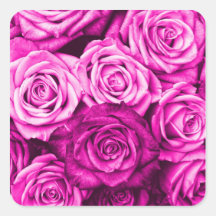 Pretty Magenta Pink Roses Flower Bouquet Stickers