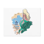 pretty mermaid sitting on rock postcards