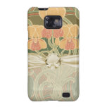 pretty orange flowers art nouveau design galaxy s2 case