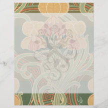 pretty orange flowers art nouveau design flyer design