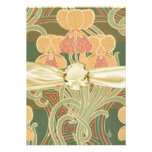 pretty orange flowers art nouveau design personalized invites