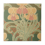 pretty orange flowers art nouveau design ceramic tiles