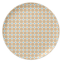 Pretty Orange Sunflower with Teal Circles Dinner Plate