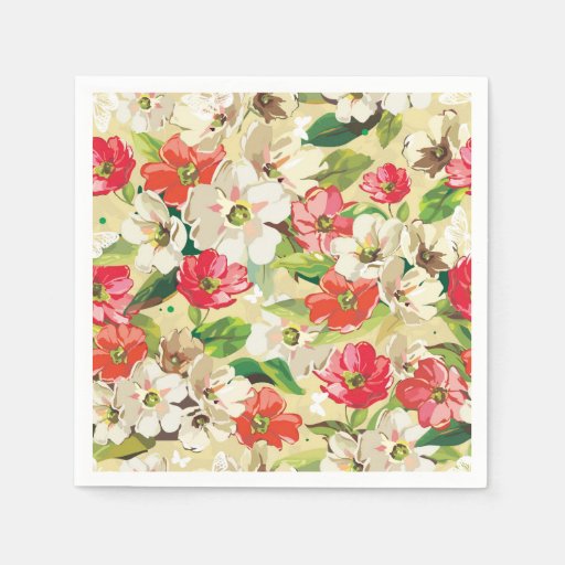 Pretty Painted Floral Paper Napkin Zazzle