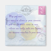 Pretty Pastel Blue Floral Irish Blessing Fridge Magnets