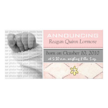 Pretty Pastels Baby Girl Birth Announcements Personalised Photo Card