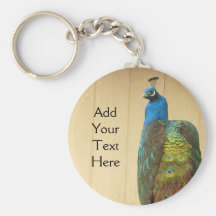 Pretty Peacock on Fence Key Chain