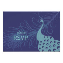 Pretty Peacock RSVP Card Custom Announcements