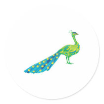 pretty peacock round sticker