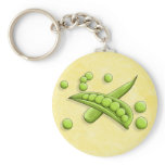 Pretty Peas & Yellow Background Keychain