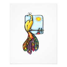 pretty perched colourful peacock peafowl personalised invite