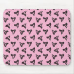 Pretty petite black rose bows on a pink background mousepads