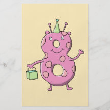 Pretty Pink 8th Birthday Cartoon Monster. Flyer