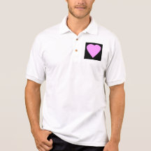 Pretty Pink and Black Love Heart. Polo Shirts