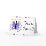 Pretty Pink And Blue Butterfly Invitation cards