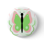 Pretty Pink And Green Butterfly Button
