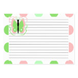 Pretty Pink And Green Butterfly Recipe Card business cards