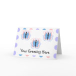 Pretty Pink And Light Blue Butterfl Greeting Card