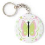 Pretty Pink And Yellow Butterfly Keychain