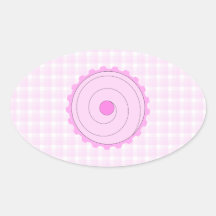 Pretty Pink Cupcake. Oval Stickers