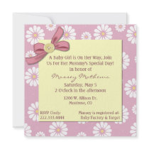 Pretty Pink Daisies Baby Girl Shower Invitation