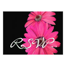 Pretty Pink Daisies RSVP Wedding Response Card Personalized Invites