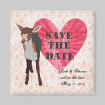 Pretty Pink Fawn II Elegant Damask Save The Date M magnets