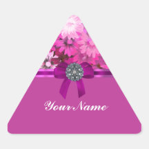 Pretty pink floral triangle stickers