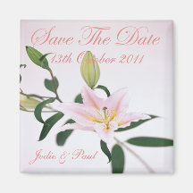 Pretty Pink Flower - Save The Date Fridge Magnet
