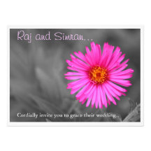 Pretty Pink Flower Wedding Invitation