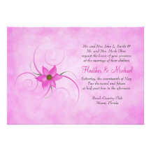Pretty Pink Flower Wedding Invitation