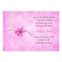 Pretty Pink Flower Wedding Invitation