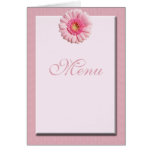 Pretty Pink Gerbera Flower -  Wedding Menu Cards