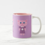 Pretty pink & lilac cartoon cat mug